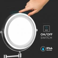 V-TAC Miroir LED Rond Double Face 3W Orientable à 360° Avec Bras Extensible (loupe 3x) D : 170mm 6400K IP44 -V-TAC Soldes 56840010 4