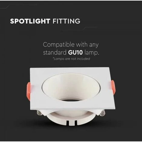V-TAC Spot LED Encastré Carré GU10 Couleur Blanche 3 V-TAC Spot LED Encastré Carré GU10 Couleur Blanche – Image 3