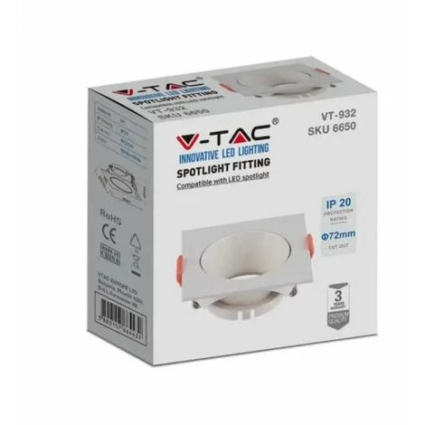 V-TAC Spot LED Encastré Carré GU10 Couleur Blanche 5 V-TAC Spot LED Encastré Carré GU10 Couleur Blanche – Image 5