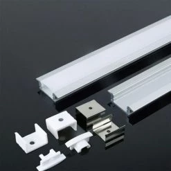 V-TAC Profilé Aluminium Blanc Pour Ruban LED Encastré (L Max : 12.4mm) 2000 X 24.7 X 7mm