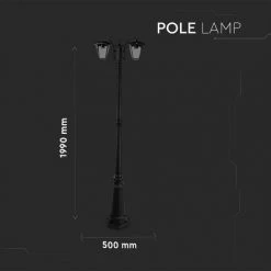 V-TAC Lampadaire LED Avec Douille E27 (Max 2 * 60W) Couleur Noire H: 199cm IP44 -V-TAC Soldes 56848014 5