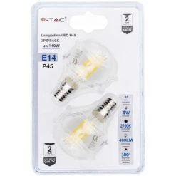 V-TAC Ampoule LED E14 4W P45 Filament 2700K (Blister 2 Pièces)