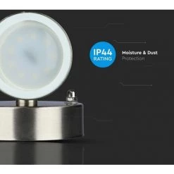 V-TAC Support De Spot LED Mural Rond GU10 (max 35W) Couleur Métallique IP44 -V-TAC Soldes 56848026 3
