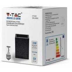 V-TAC Applique LED Carrée G9 (Max 25W) En Béton Gris Foncé IP20 -V-TAC Soldes 56848040 3