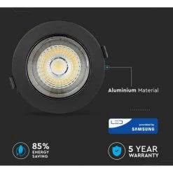 V-TAC Spot LED Puce Samsung Encastré Rond LED COB 30W Réflecteur Réglable Couleur Noire 6400K -V-TAC Soldes 56848052 4