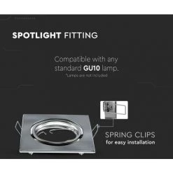 V-TAC Support De Spot LED GU10 Carré Encastrable Couleur Nickel Satiné (Boîte De 2 Pièces) -V-TAC Soldes 56848191 3