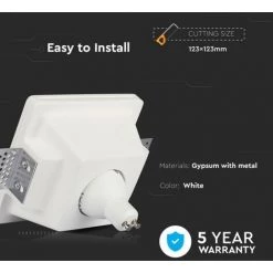 V-TAC Spot LED Encastrable Carré GU10 Et GU5.3 (MR16) Corps En Plâtre Blanc -V-TAC Soldes 56848241 4
