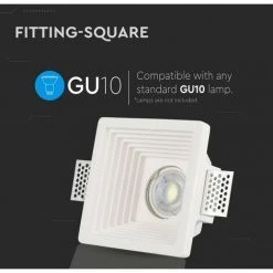 V-TAC Spot LED Encastrable Carré GU10 Et GU5.3 (MR16) Corps En Plâtre Blanc -V-TAC Soldes 56848241 5