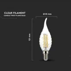 V-TAC Ampoule LED E14 4W Flame Twisted Candle Filament 6400K -V-TAC Soldes 56848248 4