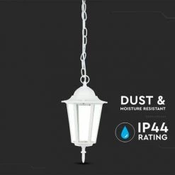 V-TAC Lustre De Jardin à Suspension LED En Aluminium Avec Douille E27 (Max 60W) Blanc Mat IP44 -V-TAC Soldes 56848252 4
