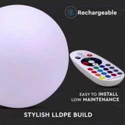 V-TAC Boule LED RGB 1W Avec Télécommande IR 24 Touches Et Alimentation IP67 à Intensité Variable -V-TAC Soldes 56848366 3
