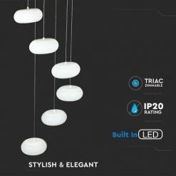 V-TAC Lustre Suspension LED Composé De 6 Ronds 72W En Métal Couleur Blanc 3000K Triac Dimmable -V-TAC Soldes 56848439 3