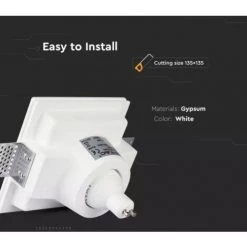 V-TAC Spot LED Encastrable Carré GU10 Et GU5.3 (MR16) Corps En Plâtre Blanc -V-TAC Soldes 56857009 3