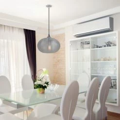 V-TAC Lustre Sphère LED En Verre Ondulé Et Métal Avec Douille E27 (Max 60W) Couleur Noir Transparent -V-TAC Soldes 56857030 5