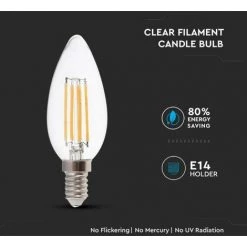V-TAC Ampoule LED E14 4W Bougie Filament 6400K -V-TAC Soldes 56857043 4