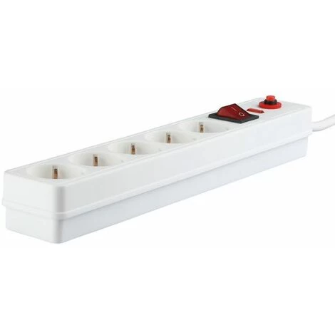 V-TAC Bloc Multiprise Avec Câble De 1,4mt 5 Prises 16A Avec Interrupteur Et Protection Contre Les Surcharges Couleur Blanche 1 V-TAC Bloc Multiprise Avec Câble De 1,4mt 5 Prises 16A Avec Interrupteur Et Protection Contre Les Surcharges Couleur Blanche