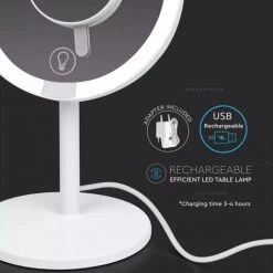 V-TAC Miroir De Table LED Blanc Rechargeable 5W 6500k