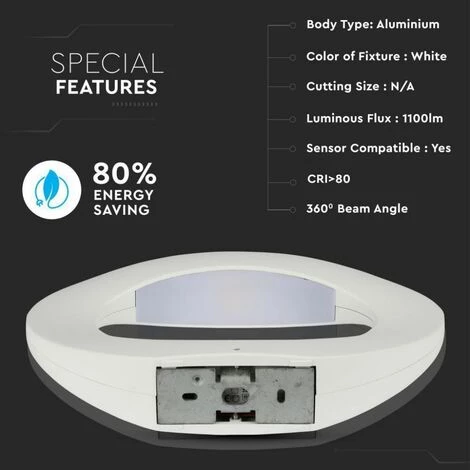 V-TAC Applique LED Ronde 10W Couleur Blanche 3000K IP20 2 V-TAC Applique LED Ronde 10W Couleur Blanche 3000K IP20 – Image 2