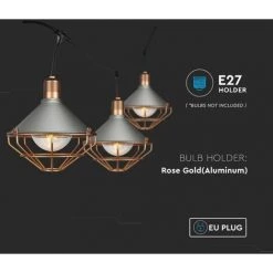 V-TAC Caténaire De 3m Pour 6 Ampoules LED E27 Avec Diffuseurs Transparents IP65 Couleur Gris Et Cuivre -V-TAC Soldes 56857138 3