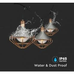 V-TAC Caténaire De 3m Pour 6 Ampoules LED E27 Avec Diffuseurs Transparents IP65 Couleur Gris Et Cuivre -V-TAC Soldes 56857138 4
