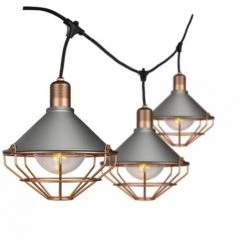 V-TAC Caténaire De 3m Pour 6 Ampoules LED E27 Avec Diffuseurs Transparents IP65 Couleur Gris Et Cuivre -V-TAC Soldes 56857138 5