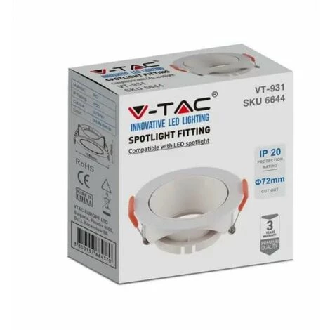 V-TAC Support De Spot LED à Encastrer Rond GU10 De Couleur Blanche 5 V-TAC Support De Spot LED à Encastrer Rond GU10 De Couleur Blanche – Image 5
