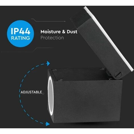V-TAC Spot LED Mural Carré GU10 (Max 35W) Couleur Noire Ajustable IP44 3 V-TAC Spot LED Mural Carré GU10 (Max 35W) Couleur Noire Ajustable IP44 – Image 3