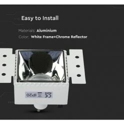 V-TAC Support De Spot LED à Encastrer Carré GU10 Couleur Blanc Et Chrome -V-TAC Soldes 56857332 3