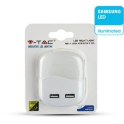 V-TAC Samsung Puce LED Spot Veilleuse Carré 0.45W Capteur Crépusculaire Et USB Couleur Blanc 60 * 60 * 54.5 Mm 4000K IP20 7 V-TAC Samsung Puce LED Spot Veilleuse Carré 0.45W Capteur Crépusculaire Et USB Couleur Blanc 60 * 60 * 54.5 Mm 4000K IP20 -V-TAC Soldes 56857448 3