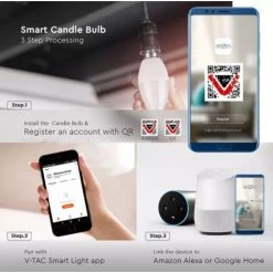 Ampoule LED Bougie E14 4,5 W Compatible Avec Google Home Et Amazon Alexa Via L'application V-Tac Smart RGB Et 3 En 1 Dimmable 7 Ampoule LED Bougie E14 4,5 W Compatible Avec Google Home Et Amazon Alexa Via L'application V-Tac Smart RGB Et 3 En 1 Dimmable -V-TAC Soldes 56857487 3