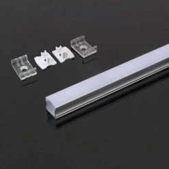 V-TAC Profilé Aluminium Couleur Argent Pour Bande LED (L Max : 12.5mm) Couverture Satinée 2000 X 17.2 X 14.4mm