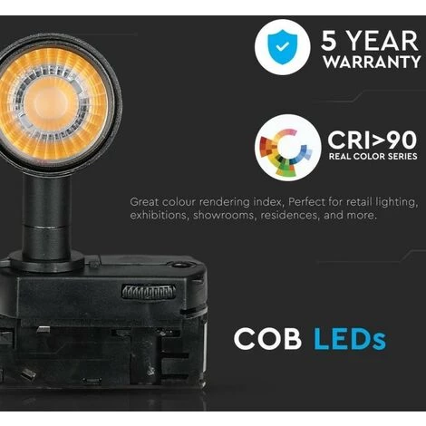 V-TAC Rail D'éclairage LED Samsung Chip 7W Noir 4000K 2 V-TAC Rail D'éclairage LED Samsung Chip 7W Noir 4000K – Image 2