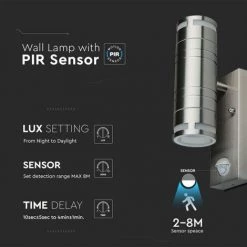 V-TAC Applique LED Avec Capteur, Douille 2xGU10 (MAX 2x35W) Corps En Acier Double Faisceau Lumineux IP44 -V-TAC Soldes 56857567 3