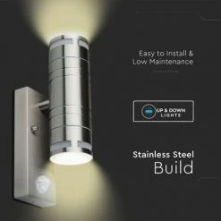 V-TAC Applique LED Avec Capteur, Douille 2xGU10 (MAX 2x35W) Corps En Acier Double Faisceau Lumineux IP44 -V-TAC Soldes 56857567 5