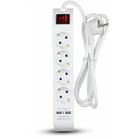 V-TAC Bloc Multiprise Avec Câble De 1,4mt 4 Prises 16A Avec Interrupteur Et 2 USB Couleur Blanche 5 V-TAC Bloc Multiprise Avec Câble De 1,4mt 4 Prises 16A Avec Interrupteur Et 2 USB Couleur Blanche – Image 5