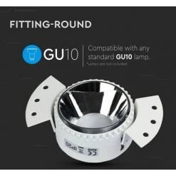 V-TAC Support De Spot LED à Encastrer Rond GU10 Couleur Blanc Et Chrome
