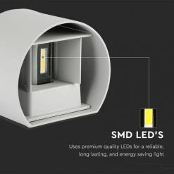 V-TAC Applique LED Ronde Double LED COB 6W Couleur Gris Satin Faisceau Lumineux Réglable 3000K IP65 -V-TAC Soldes 56857586 5