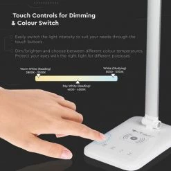 V-TAC Lampe De Table LED Multifonction 16W 3 En 1 Avec Chargeur Sans Fil Blanc -V-TAC Soldes 56857599 4