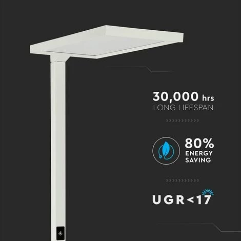 V-TAC Lampadaire LED Tactile 80W à Double Faisceau Lumineux Couleur Blanche H: 195cm 4000K Dimmable 3 V-TAC Lampadaire LED Tactile 80W à Double Faisceau Lumineux Couleur Blanche H: 195cm 4000K Dimmable – Image 3