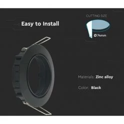 V-TAC Support De Spot LED à Encastrer Rond GU10 Couleur Noire Réglable -V-TAC Soldes 56857605 5