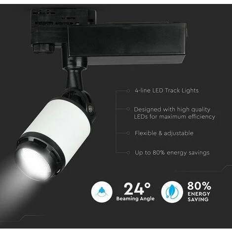 V-TAC Rail D'éclairage LED 10W Noir Et Blanc 6000K 2 V-TAC Rail D'éclairage LED 10W Noir Et Blanc 6000K – Image 2