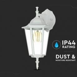 V-TAC Lanterne Murale LED Avec Douille E27 (Max 60W) Attaque Vers Le Bas Couleur Blanc IP44 -V-TAC Soldes 56857671 4