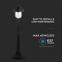 V-TAC Lampadaire LED Avec Douille E27 (Max 60W) Couleur Noir H: 110cm IP44 -V-TAC Soldes 56857679 3