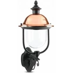 V-TAC Lanterne Murale LED Avec Douille E27 (Max 60W) Couleur Noire à L'envers Et Cuivre IP44