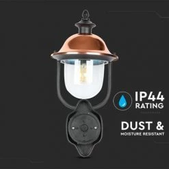 V-TAC Lanterne Murale LED Avec Douille E27 (Max 60W) Couleur Noire à L'envers Et Cuivre IP44 -V-TAC Soldes 56857680 4