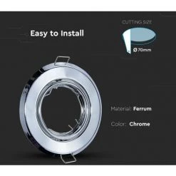 V-TAC Support Spot LED Encastré Rond GU10 Couleur Chrome (Boîte 2 Pièces) -V-TAC Soldes 56857692 3