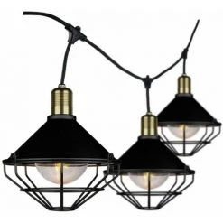 V-TAC Caténaire De 3m Pour 6 Ampoules LED E27 Avec Diffuseurs Transparents IP65 Couleur Noire.