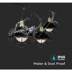 V-TAC Caténaire De 3m Pour 6 Ampoules LED E27 Avec Diffuseurs Transparents IP65 Couleur Noire. -V-TAC Soldes 56857693 4