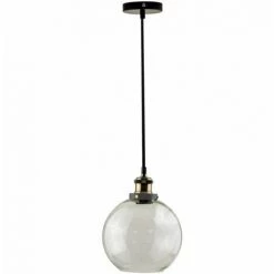 V-TAC Lustre LED Vintage En Verre Et Métal Avec Douille E27 (Max 60W) Couleur Transparent D: 200mm