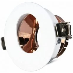V-TAC Support De Projecteur LED Rond Réglable GU10 Avec Trou Ovale De Couleur Blanche Avec Intérieur En Or Rose